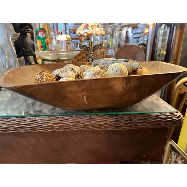 Brown Vintage Folk Art Wood Dough Trencher Bowl For Sale - Image 8 of 8