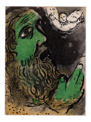Marc Chagall, Job en prières (Job Praying), 1960, Original Lithograph