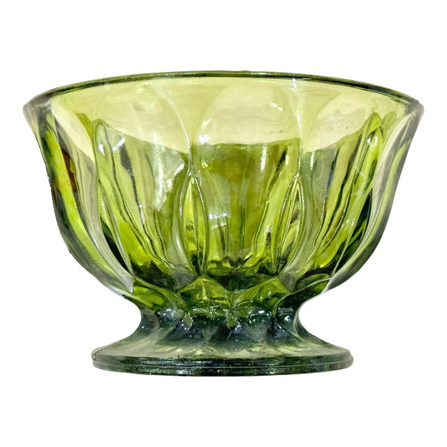 Vintage Green Glass Bowl For Sale