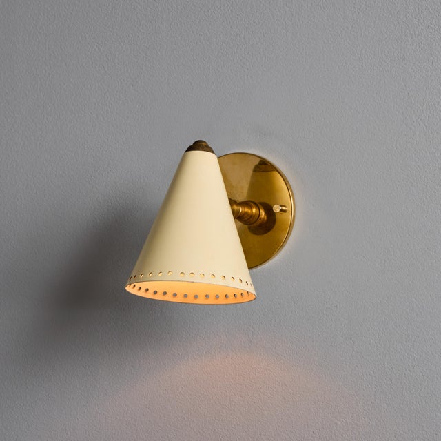 Metal 1950s Stilnovo White Perforated Metal Sconce For Sale - Image 7 of 18