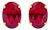 18K Yellow Gold 7x5 MM Created Oval Ruby Solitaire Stud Earrings For Sale
