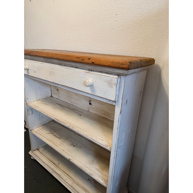 Shabby Chic White + Tan Bookshelf, Vintage For Sale - Image 11 of 12