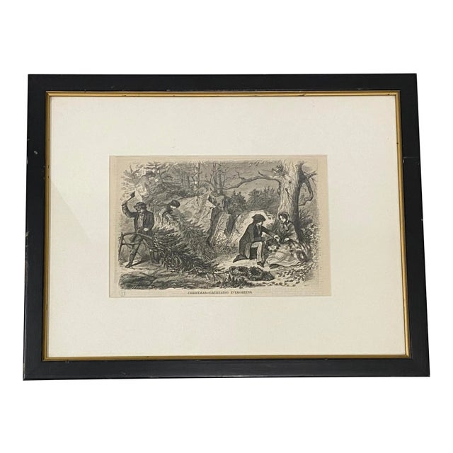Mid 19th Century Winslow Homer "Gathering Evergreens" London Illustrated News Engraving C.1850 For Sale