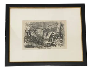 Mid 19th Century Winslow Homer "Gathering Evergreens" London Illustrated News Engraving C.1850