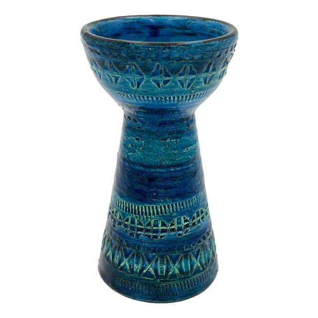 Rimini Blue Candle Holder by Aldo Londi for Bitossi, 1960s For Sale
