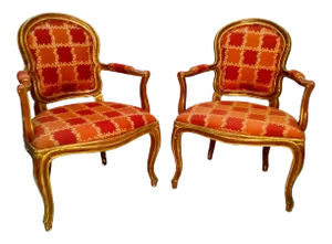 19th Century Venetian Louis XV Style Painted and Gilt Armchairs- A Pair
