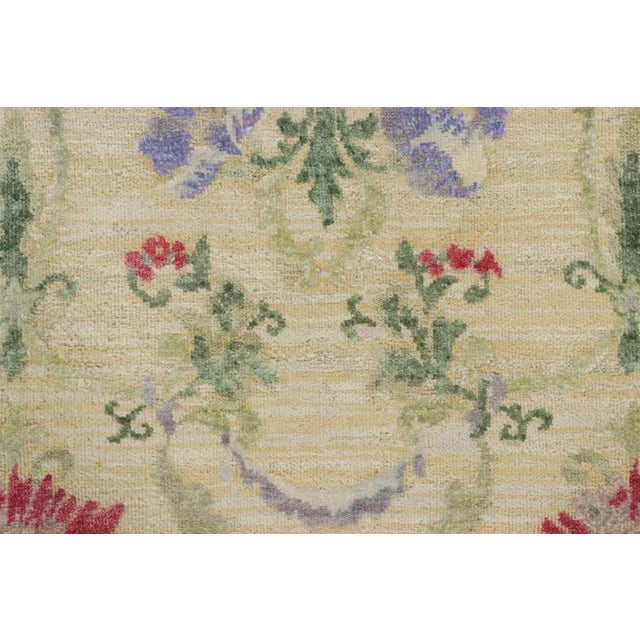 Rug & Kilim Rug & Kilim’s Block Print Rug, Cream White Field and Multi-Color Flower Motifs For Sale - Image 4 of 7