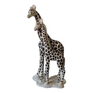 Vintage Giraffe Plaster Floor Sculpture For Sale