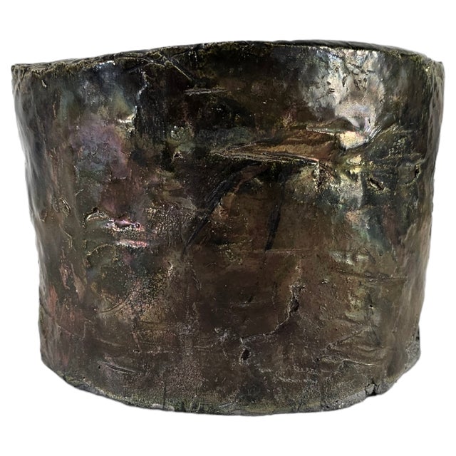 2000 - 2009 Sherri Cavan California Studio Ceramic Sculpture in Iridescent Green-Bronze For Sale - Image 5 of 7