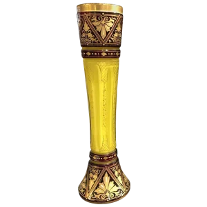 Bahamian Cut and Enameled Vase, Late 19th Century