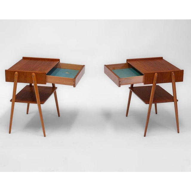 Wood Mid-Century Swedish Teak Bedside Tables from Carlström & Co, 1960s, Set of 2 For Sale - Image 7 of 17