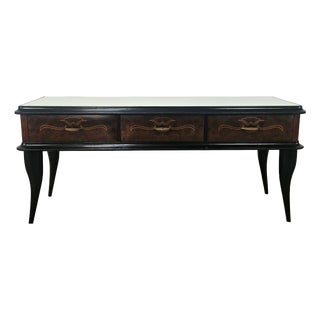 Mahogany-Paneled Entrance or Dressing Table with Mirrored Top, 1960 For Sale