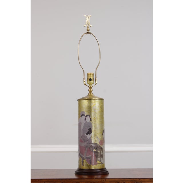 1980s Chinese Eglomise Glass Canister Lamps - a Pair For Sale In Philadelphia - Image 6 of 17