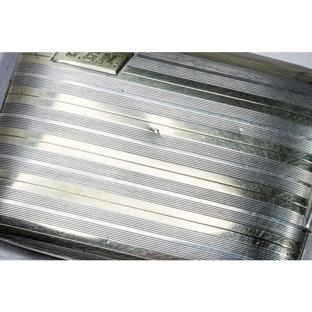 1920s Art Deco Engine Turned Antique Gorham Sterling Silver 14k Gold Matchbook Holder Case Matches Vesta Tobacciana For Sale - Image 4 of 16