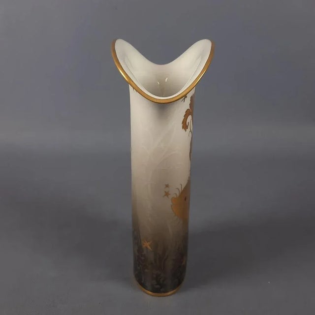 Handmade 24 Karat Gold-Plated Porcelain Goldfish Vase from Morbelli, 1970s For Sale - Image 3 of 14