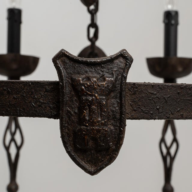 Mid 20th Century 20th Century French Gothic Revival Wrought Iron Chandelier For Sale - Image 5 of 18