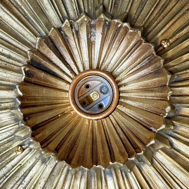 Pair of Early 20th Century American Art Deco Brass Flush-Mount Fixtures For Sale - Image 11 of 14