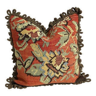 Custom Made Old Turkish Tribal Kilim Pillow Cover 20" For Sale
