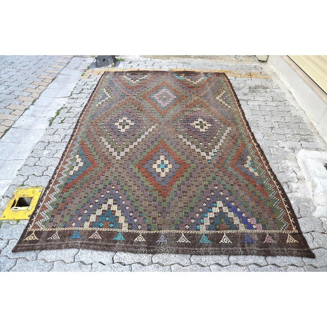 1960s Vintage Handmade Turkish Kilim Rug For Sale - Image 11 of 11