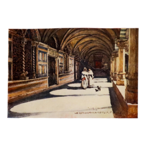 1905 Italian Original Print - The Green Cloister of Santa Maria Novella - From Book Florence & Some Tuscan Cities (1905)