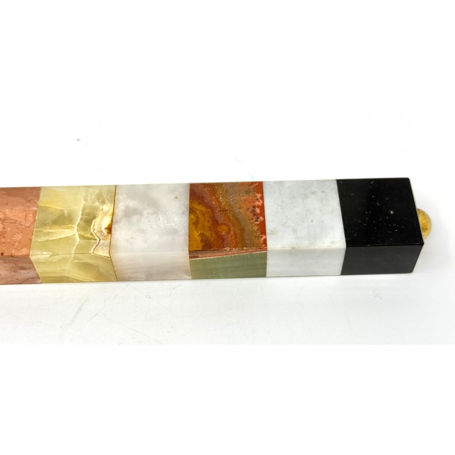 Antique Neoclassical Marble Ruler with Brass Caps, Late 19th Century For Sale - Image 14 of 18