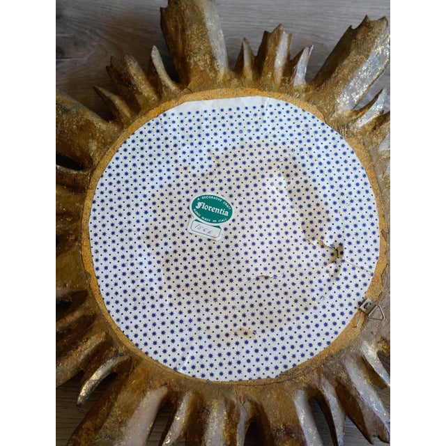 Vintage Gilted Wood Sunburst Wall Mirror by Florentia of Italy, Ca. 1970 For Sale - Image 10 of 10