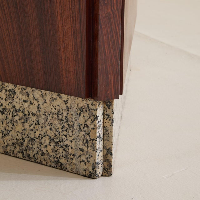 French Rosewood + Granite Triangular Coffee Table, 1940s For Sale - Image 11 of 11