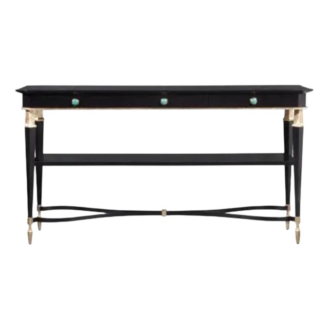 Bolier Black Lacquer and Gold-Leaf Console Table by Decca Furniture, 2017 For Sale