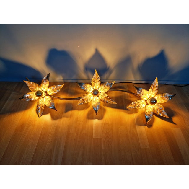 Large Floral Wall Light attributed to Willy Daro for Massive, Belgium, 1970s For Sale - Image 16 of 18