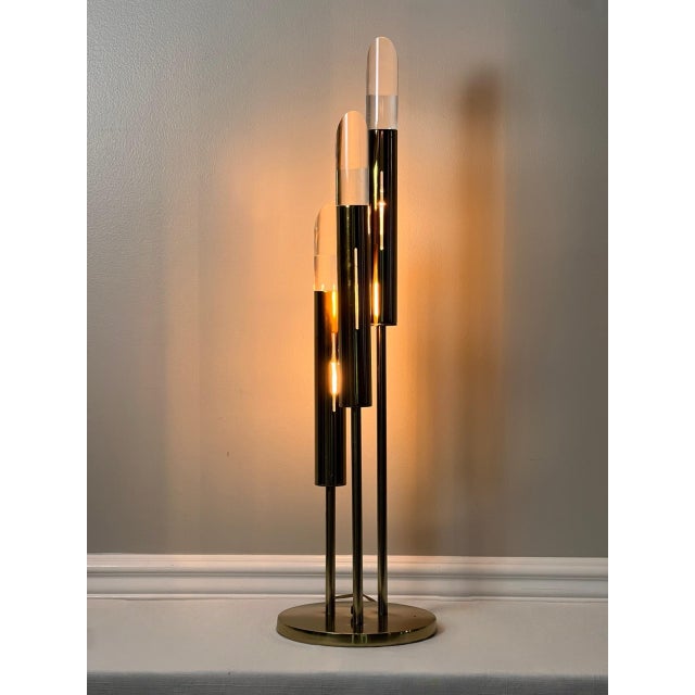 1970s Modern 3-Light Brass and Lucite Lamp by Laurel Lamp Company For Sale - Image 17 of 18