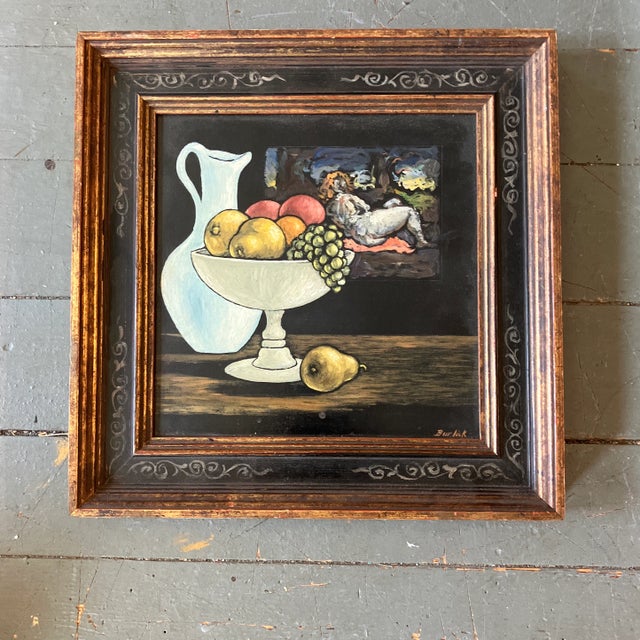 1960s 1960’s Original Still Life With Fruit & Female Nude Painting Signed Ornate Vintage Frame For Sale - Image 5 of 5