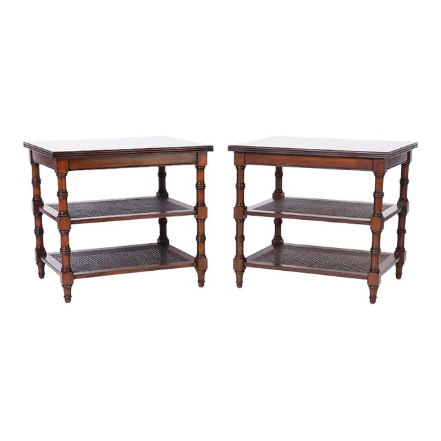 Pair of Three Tiered Walnut Stands or Tables For Sale