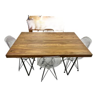 Crate & Barrel Dining Table & Four Acrylic Chairs - Set of 5 For Sale