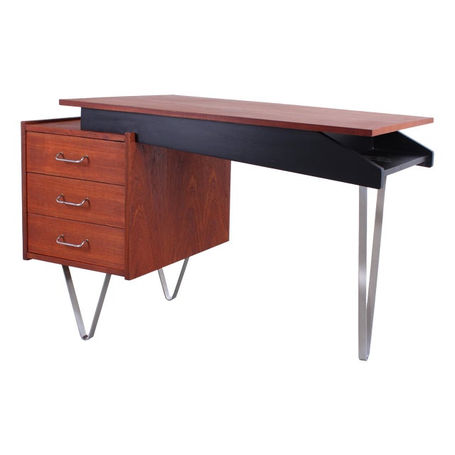 Floating Teak Hairpin Desk from Tijsseling Nijkerk, 1950s For Sale