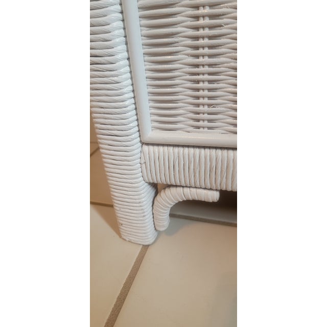 1980s Coastal White Henry Link Wicker Nightstand by Lexington For Sale - Image 15 of 18