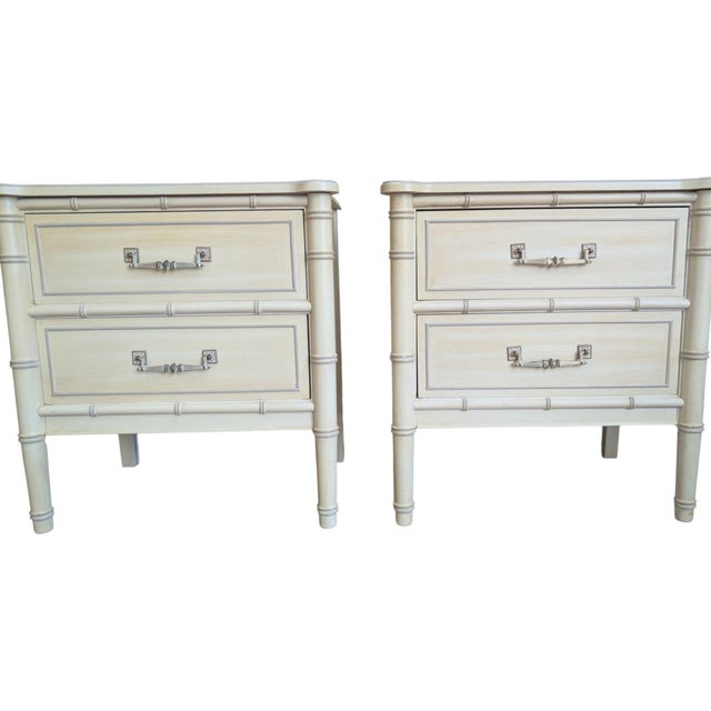 A classic vintage pair of nightstands from Henry Link’s Bali Hai collection, featuring the line’s signature faux-bamboo...