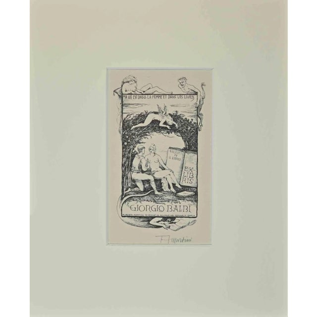 Modern Alberto Martini, Ex Libris Giorgio Balbi, Woodcut, 1944 For Sale - Image 3 of 3