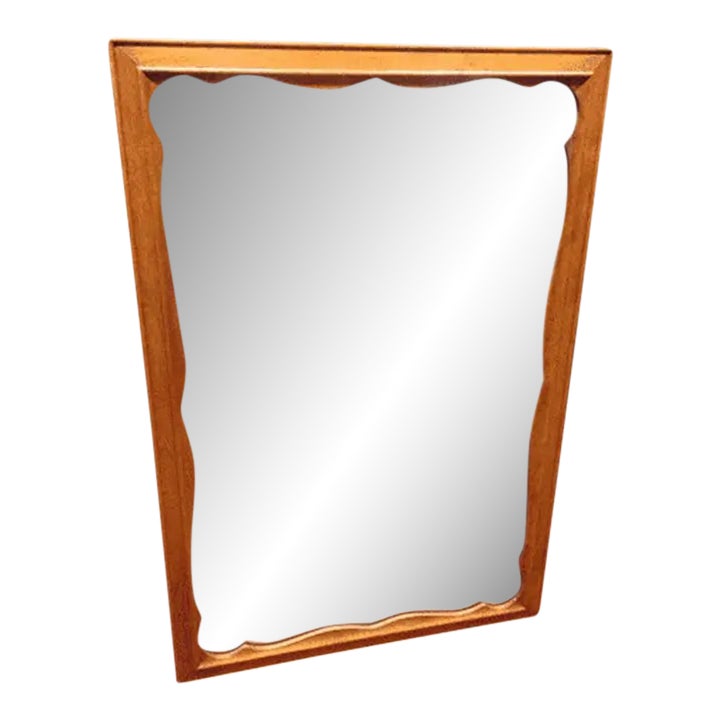 1980s Vintage Ethan Allen Solid Wood Maple Scalloped Mirror Chairish