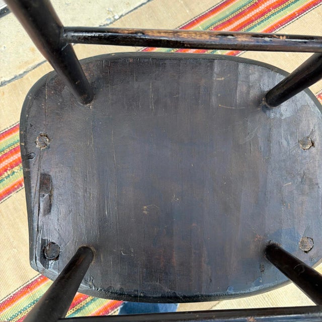 Wood Antique Federal Windsor Splat-Back Armchair Vermont or New York, 1820's For Sale - Image 7 of 16