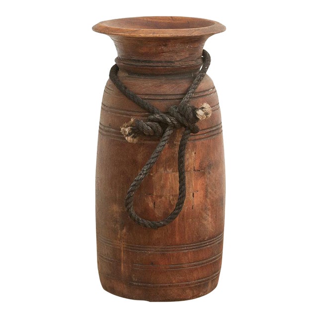 Slim Antique Wooden Milk Pot For Sale