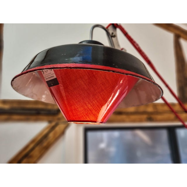 1930s Industrial Red Architectural Lamp For Sale - Image 5 of 14