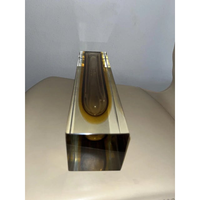 Mid-Century Brown Amber and Clear Murano Sommerso Glass Vase from Murano Glass Sommerso, 1960s, in Flawless conditions....