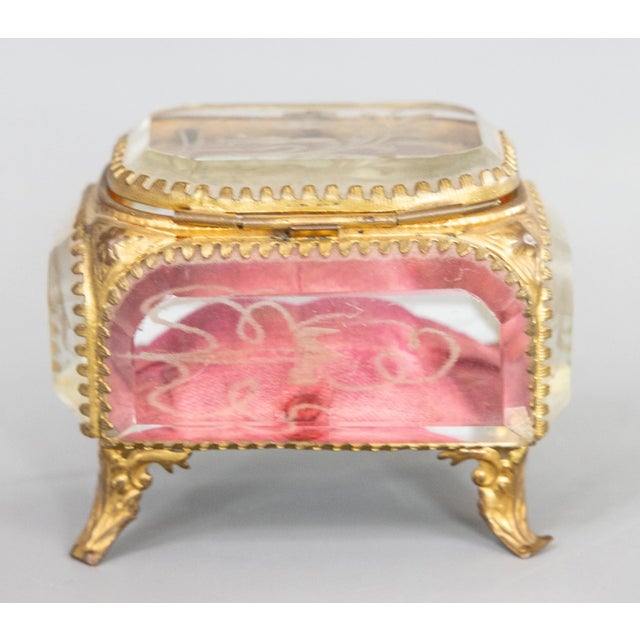 Antique 19th Century French Ormolu Beveled Glass Trinket Box For Sale - Image 4 of 10