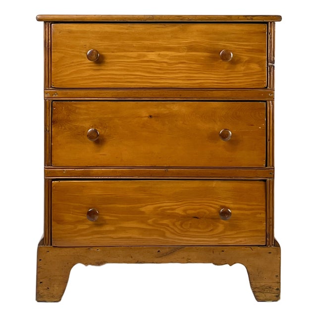 19th Century Antique Pine Three-Drawer Chest For Sale