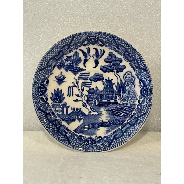 Blue Antique Blue Willow Plate For Sale - Image 8 of 8