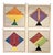 Set of 4 John Robshaw Hand Painted Kite Tapestry Cotton/Linen Wall Art Decor For Sale