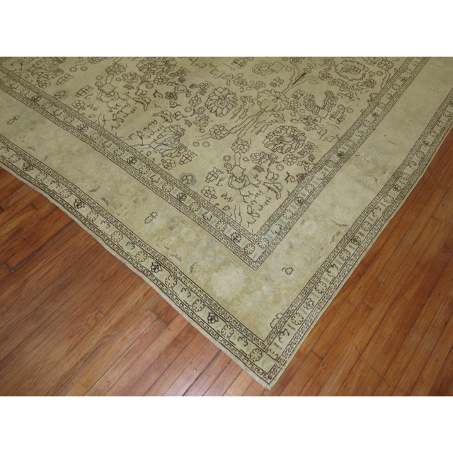 Neutral Tabriz Rug, 9'5'' X 12'6'' For Sale - Image 10 of 12