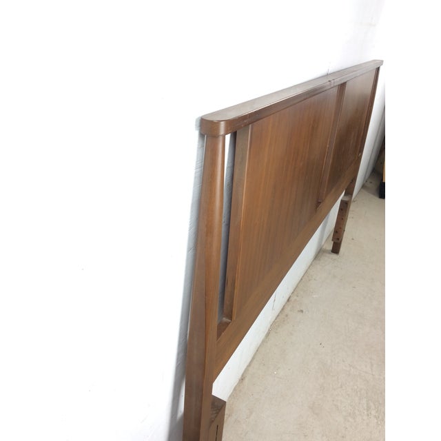 Mid Century Modern Walnut Headboard With Turned Wood Frame For Sale - Image 13 of 18