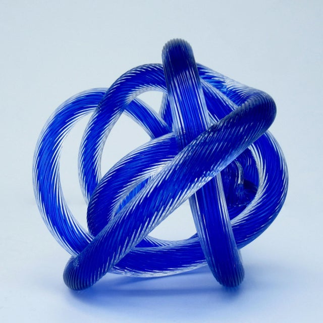 Vintage; Mid-Century, Italian hand-blown large and oversized Licio Zanetti Murano knot in a vibrant coloration of royal...
