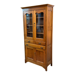 American Oak Wood China Cabinet